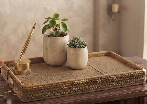Customized Brass Pen Stand & Ceramic Planter Set