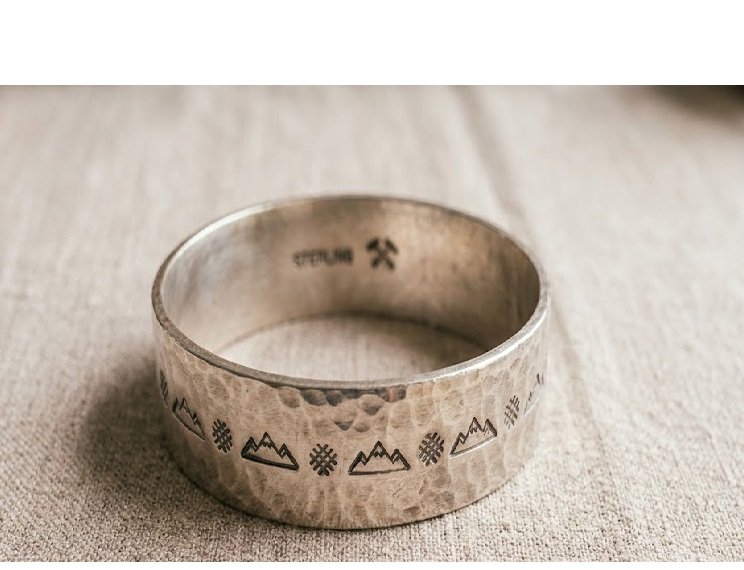 Artisan Hand-Stamped Silver Cuff Bangle