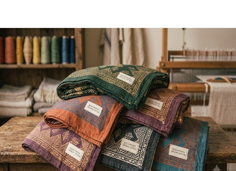 Block-Printed Organic Cotton Throw